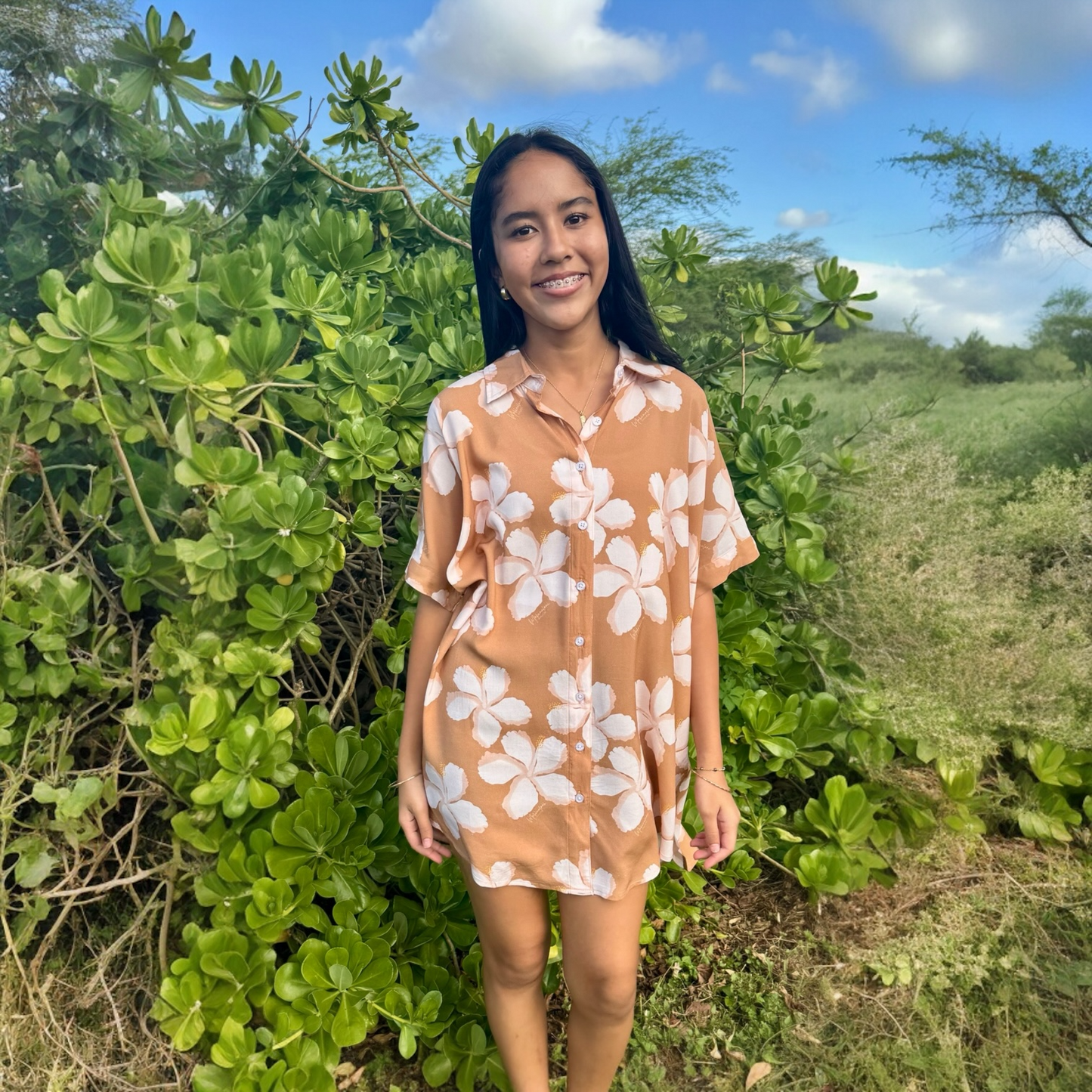Leilani Top - Watercolor Hibiscus