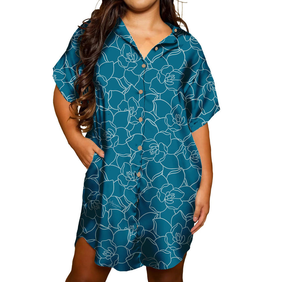 Noe Dress - Teal Gardenia