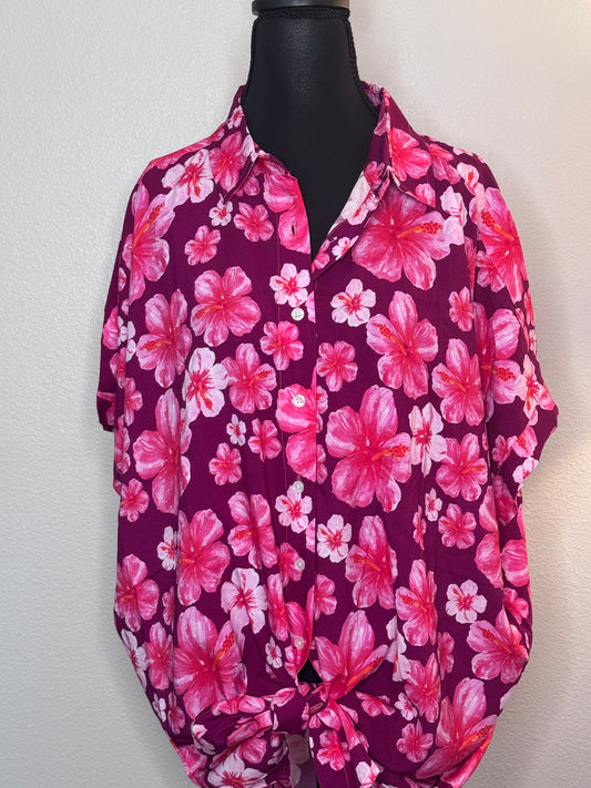 Leilani Top - Pink Hibiscus