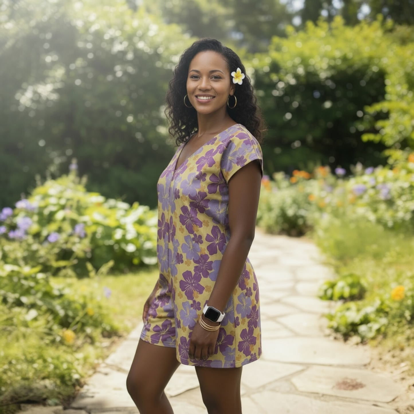 Coco Romper - Retro Hibiscus