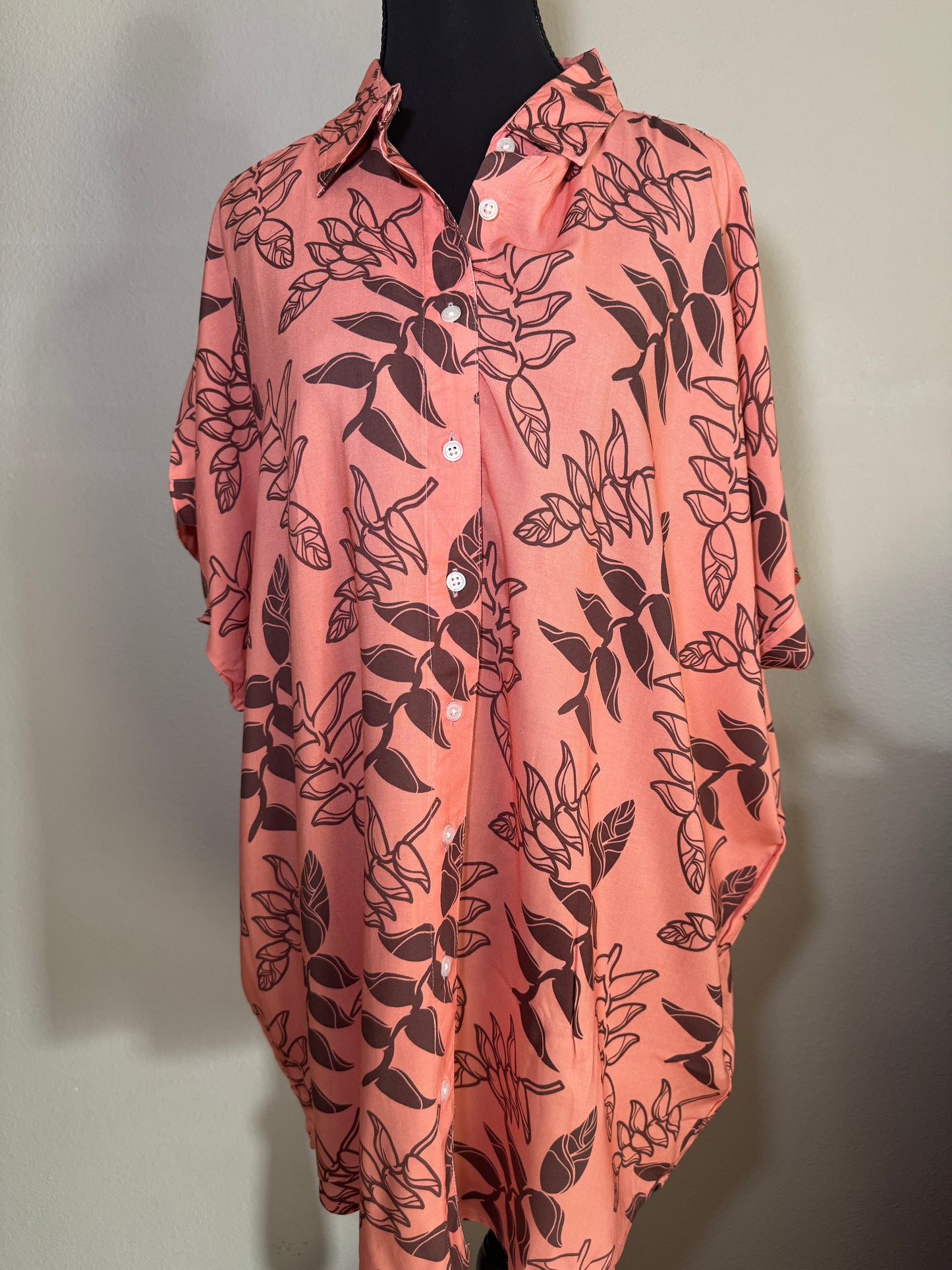 Leilani Top - Salmon Heliconia