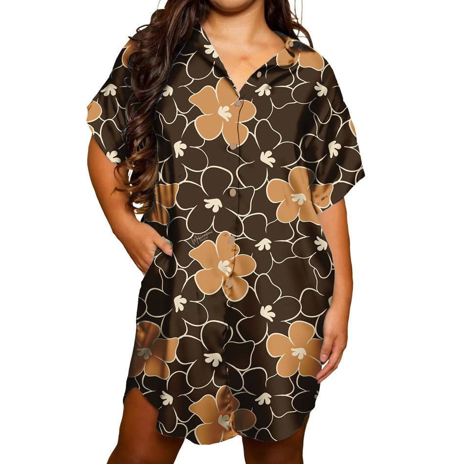Noe Dress - Brown Puakenikeni