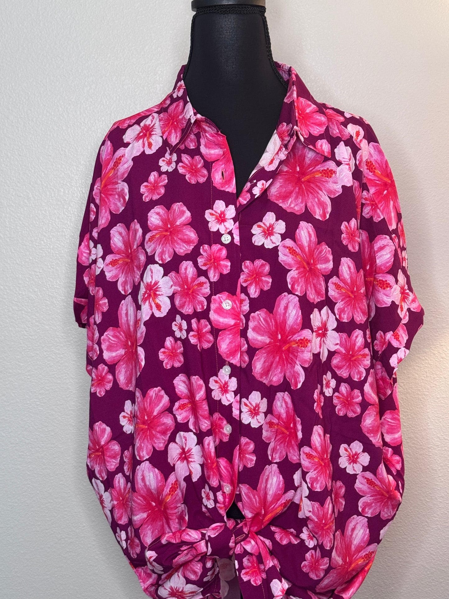 Leilani Top - Pink Hibiscus